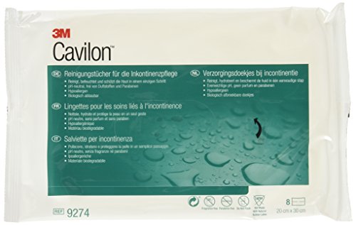 3M Cavilon™ Reinigungstücher für Inkontinenz, 20 x 30 cm, Packung mit 96 Stück (12 Beutel mit 8 Stück) von 3M