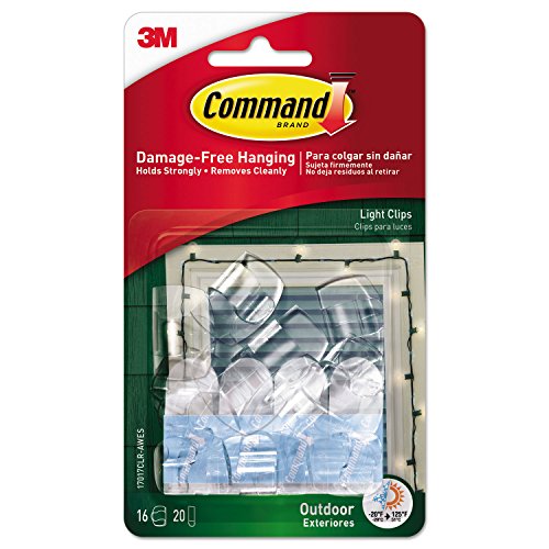 3M Command Outdoor Light Clip 16/Pkg-16 Clear Clips & 20 Strips von 3M