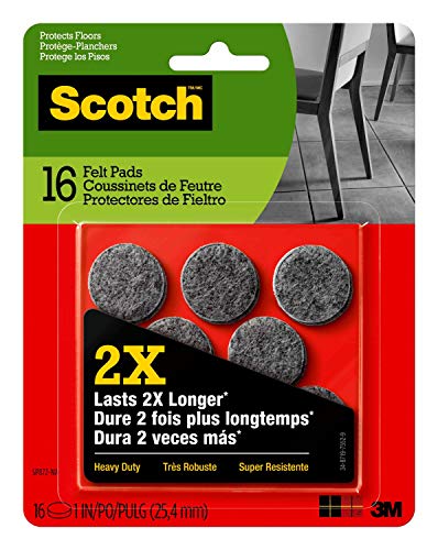 3M 236669 Filz-Pflegepads, 2,5 cm, rund, strapazierfähig, Grau, 16 Stück von 3M