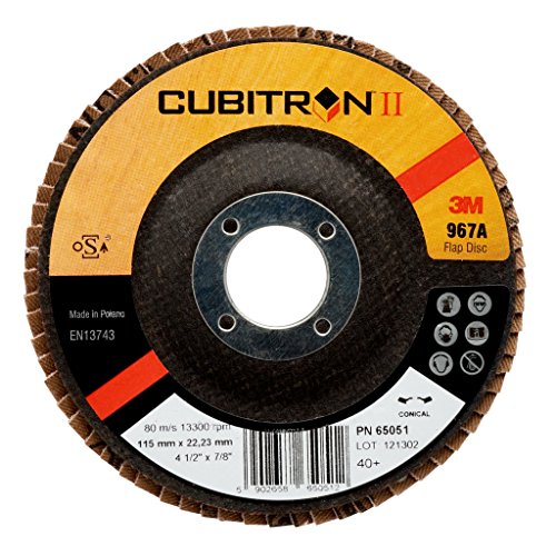 3M Cubitron II Fächerschleifscheibe 967A, 115 mm, 22,23 mm, 40+, konisch, 1 Stück / Karton von 3M