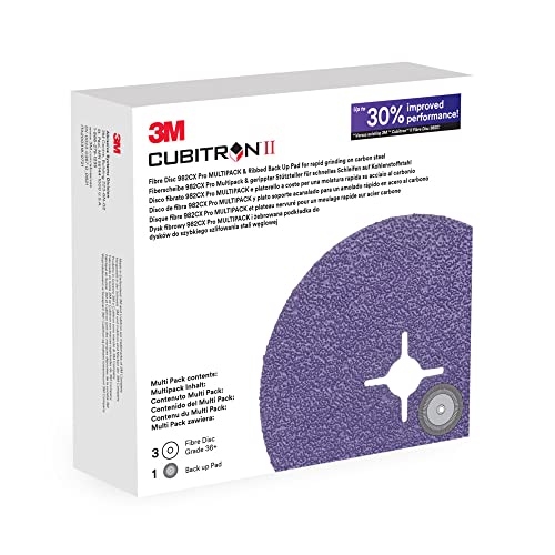 3M Cubitron II Fiberscheibe 982CX Pro, Schleifscheibe für Winkelschleifer, für Metall, 36+ Körnung, Schlitzscheibe mit geriffeltem Backup-Pad klett, 125 mm 3M Cubitron II Fiberscheibe 982CX Pro, Schleifscheibe für Winkelschleifer, für Metall, 36+ Körnung, Schlitzscheibe mit geriffeltem Backup-Pad klett, 125 mm von 3M