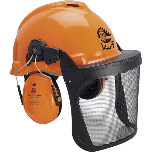 3M Forst Zubehör - Forsthelm mit Visier und Gehörschutz, geeignet für Kopfgrößen von 53-62cm, HDPE orange 3M Forst Zubehör - Forsthelm mit Visier und Gehörschutz, geeignet für Kopfgrößen von 53-62cm, HDPE orange von 3M