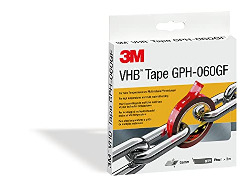 3M VHB GPH-060GF Montage Klebeband doppelseitig - hohe Temperaturbeständigkeit, Verbindung von Aluminium, Edelstahl, verzinktem Stahl, Polycarbonat, ABS - 19mm x 3m, Grau, Dicke: 0.6mm (1-er Pack) 3M VHB GPH-060GF Montage Klebeband doppelseitig - hohe Temperaturbeständigkeit, Verbindung von Aluminium, Edelstahl, verzinktem Stahl, Polycarbonat, ABS - 19mm x 3m, Grau, Dicke: 0.6mm (1-er Pack) von VHB