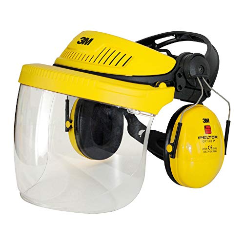 3M Gesichtsschutz G500 Multisystem, Schutz für Augen und Gesicht, klare Sicht, Klarsichtvisier aus Polycarbonat, EN 166 konform, für industriellen Lärm, gelb von 3M