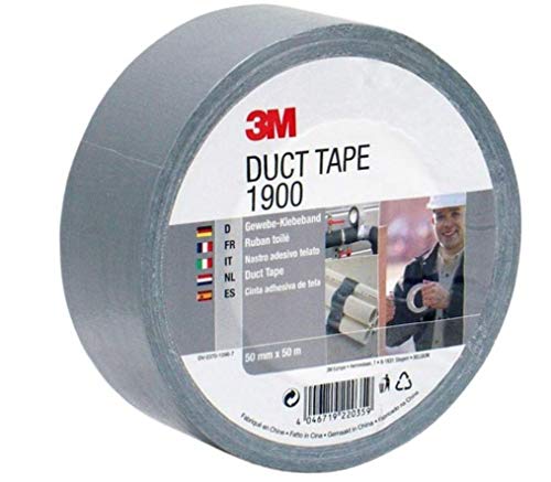 3M Gewebeklebeband 1900 in Silber-Grau 50mm x 50 m – Duct Tape / Panzerband handreißbar & wasserfest für universelle Anwendungen wie Markieren, Abdichten, Bündeln – 1-er Pack von 3M