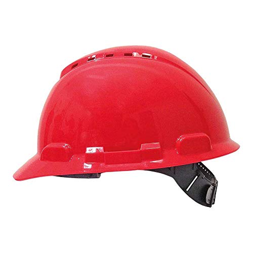 3M H700CR Schutzhelm mit Pinlock und Kunststoffschweißband, H700-Serie, belüftet, Rot von 3M