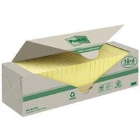 3M - Haftnotiz ® Recycling Notes 76 x 76 mm (b x h) gelb 100 Bl./Block 24 Block/Pack. von 3M