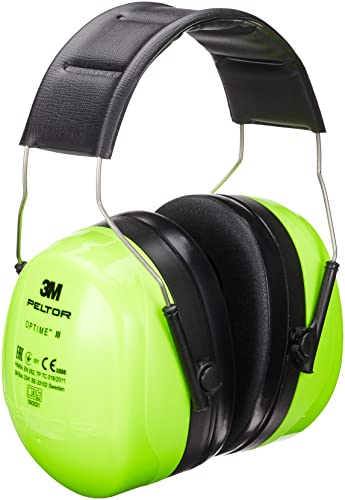 3M Peltor Optime III Kapselgehörschutz, Kopfbügel, Hi-Viz, SNR 35 dB, hohe Sichtbarkeit, 1 Stück, grün von 3M PELTOR