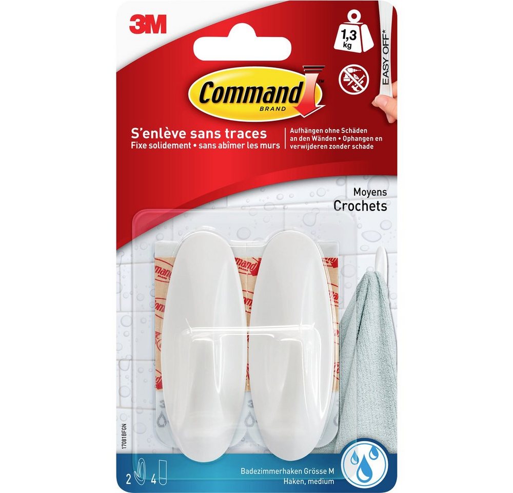 3M Klebehaken 3M Command™ Bad Medium Designer-Haken (L x B x H) 79 x 29 x 29 mm Wei, (17081BFGN) von 3M