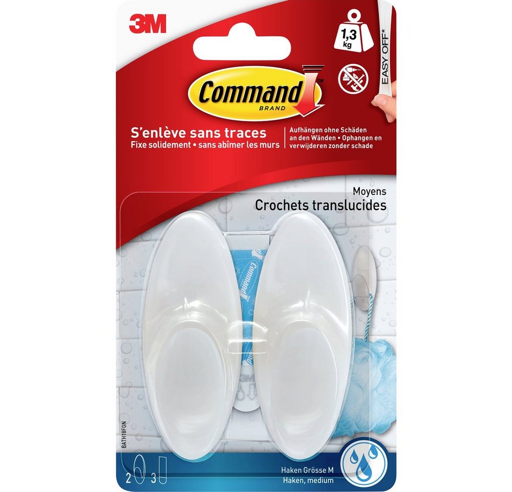 3M Klebehaken 3M Command™ Bad Medium Haken (L x B x H) 86 x 35 x 29 mm Weiß Inhalt:, (BATH18FGN) von 3M