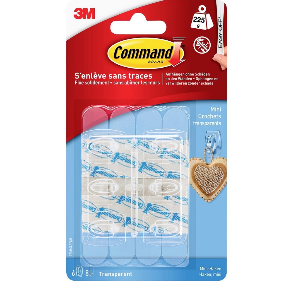 3M Klebehaken 3M Command™ Mini-Haken (L x B x H) 29 x 22 x 11 mm Transparent Inhalt, (17006CLRFGN) von 3M