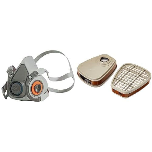 3M Mehrweg-Halbmaske 6300L (Maskenkörper ohne Filter), Größe L, Atemschutz, 1 Stück & 6055PRO1 Filter gegen organische Dämpfe A2 von 3M