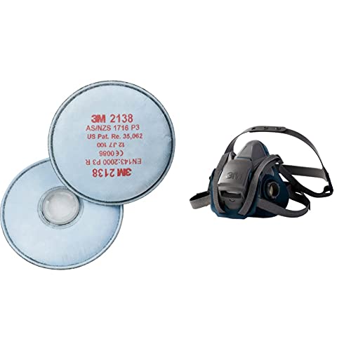 3M Partikelfilter 2138, P3R Partikelfilter mit Aktivkohle, 2 Stück / 10 Paar, Blau & Atemschutz-Halbmaske 6502QL – Atemmaske mit Cool-Flow Ausatemventil & Quick-Release Mechanismus 3M Partikelfilter 2138, P3R Partikelfilter mit Aktivkohle, 2 Stück / 10 Paar, Blau & Atemschutz-Halbmaske 6502QL – Atemmaske mit Cool-Flow Ausatemventil & Quick-Release Mechanismus von 3M