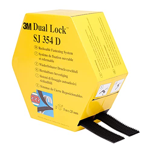 3M Dual Lock SJ354D, wiederlösbares Befestigungssystem - starke, wiederlösbare Verbindung von Kunststoffen (Polypropylen, Polyethylen), kritischen Lacken -25mm x 10m, Dicke: 5.7mm (1-er Pack) von VHB