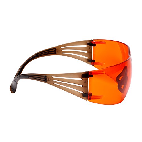 3M SecureFit 400 Schutzbrille mit Scotchgard Anti-Fog Beschichtung, Rahmenfarbe braun/schwarz, orange Gläser, SF406SGAF-BLA EU von 3M