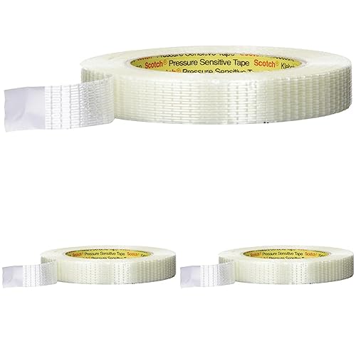 3M Tartan Filament-Klebeband Leistungsstark 8959, 19 mm x 50 m, Transparent (1-er Pack) (Packung mit 3) von 3M