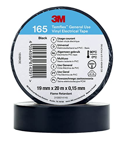 3M Temflex 165 Isolierband, Vinyl, schwarz, 0,152 mm x 19 mm x 20 m 3M Temflex 165 Isolierband, Vinyl, schwarz, 0,152 mm x 19 mm x 20 m von 3M