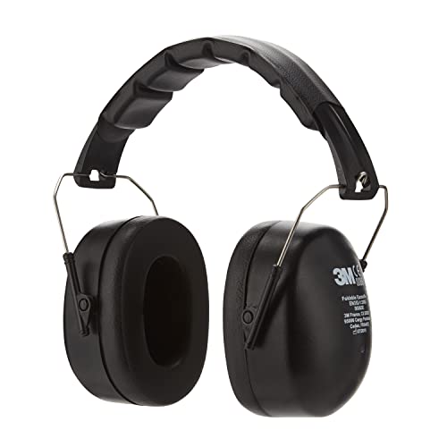 3M Kapselgehörschutz 90563E, Zusammenklappbarer Ohrenschützer, Bequemer Gehörschutz empfohlen für Geräuschpegel zwischen 94 bis 105 dB, schwarz, 1 Stück von 3M