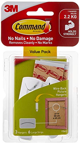 Command 3HK+6S Bilderhaken mit wasserabweisenden Streifen, groß von 3M