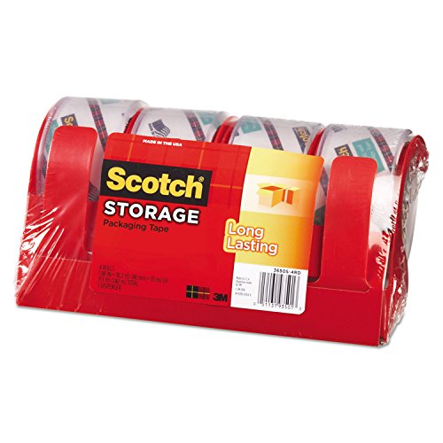 Moving & Storage Tape, 1.88 x 38.2 yards, 3 Core, Clear, 4 Rolls/Pack, Sold as 1 Package von Scotch