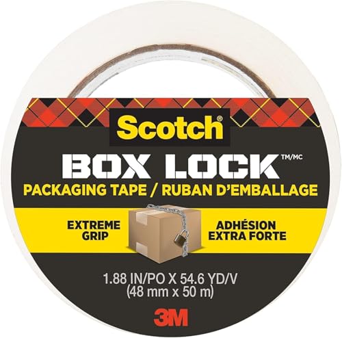 Scotch Box Lock Verpackungsklebeband - 1 Rolle, 48 mm x 50 m - Starkes Versand- und Verpackungsklebeband - Ideal zum Verpacken von Paketen und Kartons von Scotch