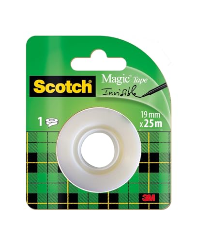 Scotch Magic Tape - 1 Rolle, 19 mm x 25 m - Unsichtbares Klebeband für allgemeine Zwecke zur Reparatur, Etikettierung und Versiegelung von Dokumenten von Scotch