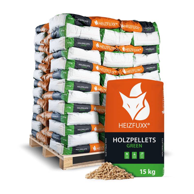 Heizfuxx Holzpellets Green 15kg x 65 Sack 975kg Palette von Heizfuxx