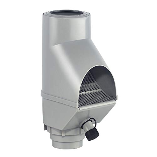 Regenwasserfilter Laubabscheider mit Füllfunktion grau für Blechfallrohre Ø 80 und 100 mm. Verhindert das Zusetzen und Verstopfen von Fallrohren durch Grobschmutz wie Laub, Äste und Moos. von 3P Technik Filtersysteme