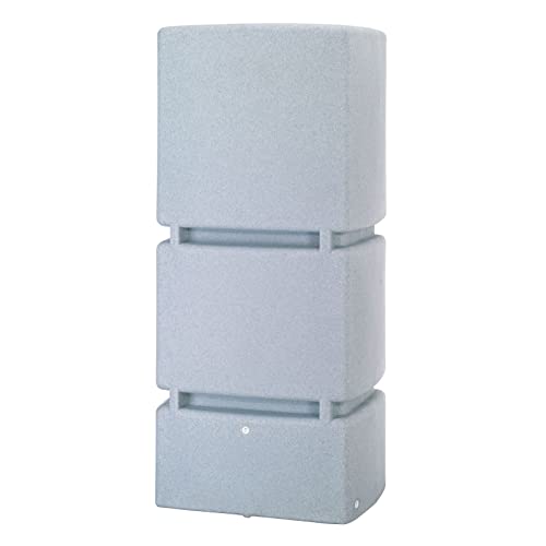 Regentonne eckig Regenwassertank Jumbo 800 Liter Granit grau aus UV- und witterungsbeständigem Material. Frostsichere Regenwassertonne BZW. Regenfass Wandtank mit hochwertigen Messinggewinden von 3P Technik Filtersysteme