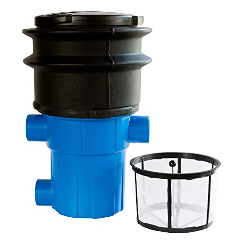 Regenwasserfilter Zisternenfilter 3P Gartenfilter GF mit Teleskopverlängerung Abgang seitlich mit Kunststoffsieb für den Erdeinbau, Anschluss DN100. Für die Regenwassernutzung im Garten von 3P Technik Filtersysteme