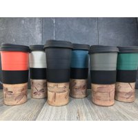 Keramik Reisebecher - Becher Steinzeug Deckelbecher Handgemacht Hand Geworfen Satin Matt Drache von 3PointsPottery