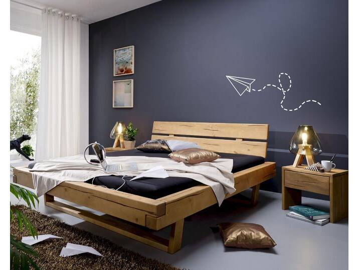 3S Frankenmöbel »Alia 1« Balkenbett Massivholz BE-0280 / 200x200 cm / Weiss lackiert von 3S-Frankenmöbel