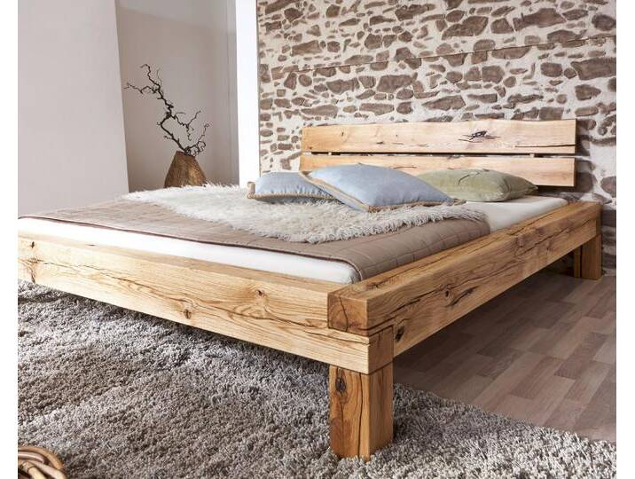 3S Frankenmöbel »Bella Notte II« Massivholz Bett mit Kopfteil Baumkante BE-0405 / 140x200 cm / Wildeiche von 3S-Frankenmöbel