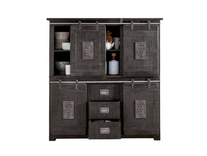 3S Frankenmöbel »Cosma« Massivholz Highboard IV grau WZ-0480 / 150x160x45 cm von 3S-Frankenmöbel