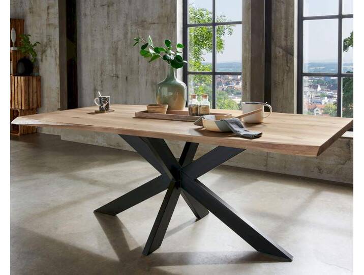 3S Frankenmöbel »Xenia I« Wildeiche Massivholz Esstisch TI-0175 / 200x100 cm / Gestell Doppel-X schwarz von 3S-Frankenmöbel