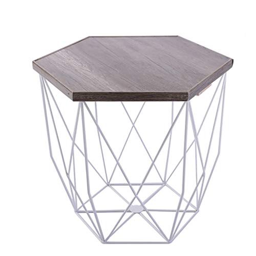3UOOWWFA Couchtisch/kleiner Nachttisch/skandinavischer Schmiedeeiserner kleiner Tisch/Nachttisch – abziehbares Tablett oben, zur Aufbewahrung (H klein) (C Medium) von 3UOOWWFA