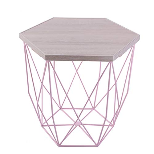 3UOOWWFA Couchtisch/kleiner Nachttisch/skandinavischer Schmiedeeiserner kleiner Tisch/Nachttisch – abziehbares Tablett oben, zur Aufbewahrung (H klein) (E Medium) von 3UOOWWFA