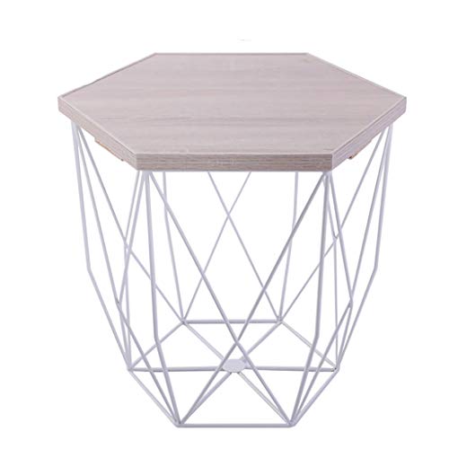 3UOOWWFA Couchtisch/kleiner Nachttisch/skandinavischer Schmiedeeiserner kleiner Tisch/Nachttisch – abziehbares Tablett oben, zur Aufbewahrung (H klein) (F Medium) von 3UOOWWFA