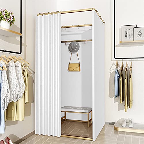 3UOOWWFA Umkleidekabine Einfache Umkleidekabine Store Vorhangtyp Große Kapazität Umkleidekabine mit Haken Einfach zu bedienen (Farbe: Beige, Größe: 80 x 80 x 200 cm) (Weiß 100 x 100 x 200 cm) von 3UOOWWFA