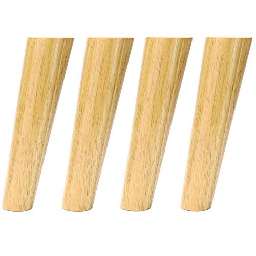 Massivholz-Möbelbeine – Tragkraft bis zu 800 kg – Beinschoner (4) + Schrauben (28) – moderne Tischbeine – Couchtischbeine – Sofabeine – Schrankbeine, gerader Kegel, 8 cm (schräger Kegel 70 cm) von 3UOOWWFA