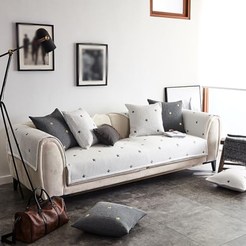Sofabezug Mehrzweckbezug mit Armlehnen für 1 2 3 oder 4 Sitzer Sofa Kissenbezug rutschfest stilvoll Baumwolle weich maschinenwaschbar 90*90 Maschinenwaschbar Geeignet für alle Jahreszeiten von 3UOOWWFA