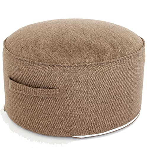 Runder Pouf Ottomane mit Reißverschluss, tragbarer Baumwoll- und Leinen-Fußstützen-Hocker für Wohnzimmer, Schlafzimmer, stapelbarer Sofa-Fußhocker, waschbarer doppellagiger Stoff, F 40 x 20 cm (B 40 x von 3WWWQMAA8