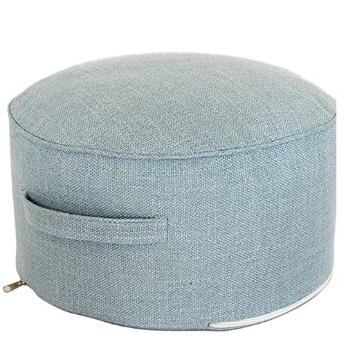 Runder Pouf Ottomane mit Reißverschluss, tragbarer Fußstützen-Hocker aus Baumwolle und Leinen für Wohnzimmer, Schlafzimmer, stapelbarer Sofa-Fußhocker, waschbarer doppellagiger Stoff, F 40 x 20 cm (B von 3WWWQMAA8