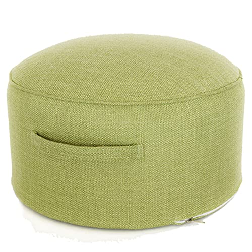 Runder Pouf Ottomane mit Reißverschluss, tragbarer Fußstützen-Hocker aus Baumwolle und Leinen für Wohnzimmer, Schlafzimmer, stapelbarer Sofa-Fußhocker, waschbarer doppellagiger Stoff, F 40 x 20 cm (B von 3WWWQMAA8