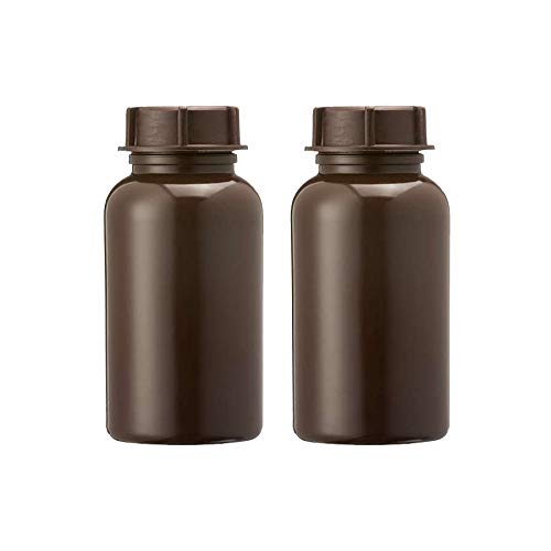 3Wthings 2 Stück Weithalsflasche aus LDPE mit Schraubverschluss, 250ml, Farbe: Braun (Lichtdicht) von 3Wthings