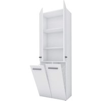 Badezimmerschrank Bagnoli - Standschrank mit drei Einlegeböden und zwei Wäschekörben, Badezimmersäule, Ablage, weiß, t: 30 cm, h: 174 cm, b: 60 cm von 3XE LIVING