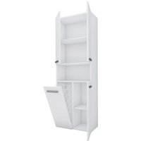 3xe Living - Badezimmerschrank Bagnoli - Standschrank mit fünf Einlegeböden und einem Wäschekorb, Badezimmersäule, Ablage, weiß, t: 30 cm, h: 174 cm, von 3XE LIVING