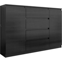 3xe Living - 3xEliving demi 2D4S Kommode 120cm in schwarz & schwarz in Hochglanz - Modernes Sideboard mit viel Stauraum für Ihren Wohnbereich - 120 x von 3XE LIVING
