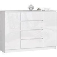 3xEliving DEMI 2D4S Kommode 120cm in weiß & weiß in Hochglanz - Modernes Sideboard mit viel Stauraum für Ihren Wohnbereich - 120 x 101 x 39cm (B/H/T) von 3XE LIVING