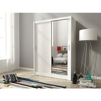 3xe Living - 3xEliving Ein moderner, geräumiger Kleiderschrank Patryk 130 cm mit einem Spiegel in weiß - weiß von 3XE LIVING